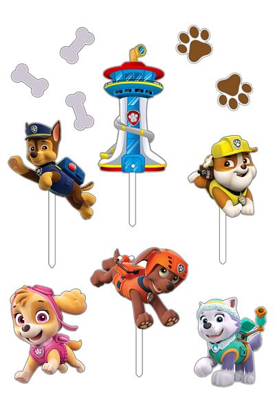 Bloom Atelier Paw Patrol Cake Figurines, Set of 11 Cake Accessories, Cake Decoration Accessories, Cake Decorations