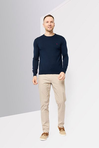 Harmont & Blaine Men Crew Neck Textured Sweaters, Navy Blue