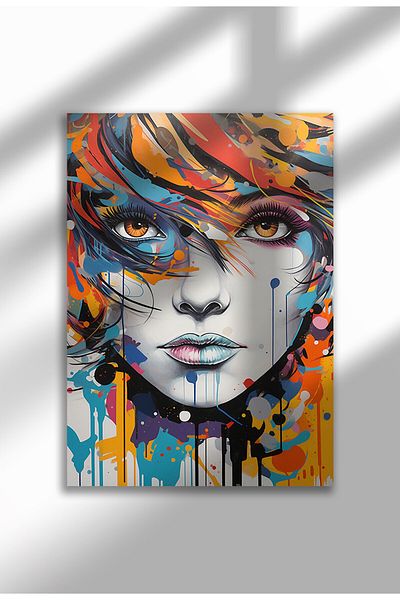 21mxm Street Art Poster, Vibrant Graffiti Portrait, Frameless Modern Canvas, Urban Vibe 2025