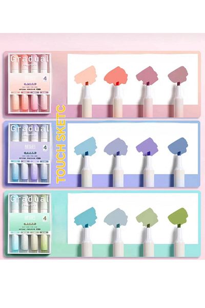 Gıpta 12'Li Loop Highlighter Set Soft Colors 4 Lu Packs