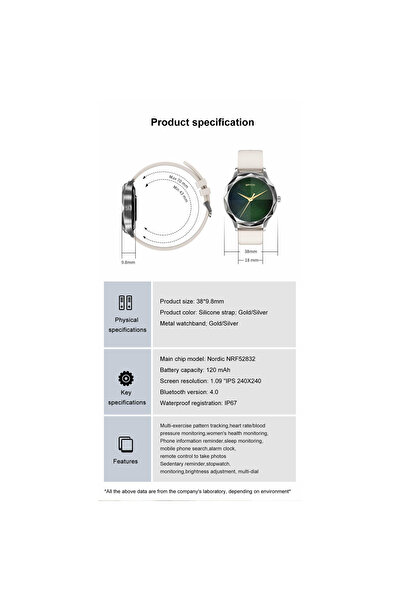 ideal STORE Έξυπνο ρολόι Diamond Supreme Collection IdealStore, Οθόνη 1,09 ιντσών, Οθόνη κλήσεων και μηνυμάτων, Μπλε