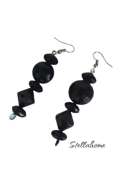 Bujiteri Black Self-Luminous Beads with Cloth Dangle Earrings with Black Magnet Square Box