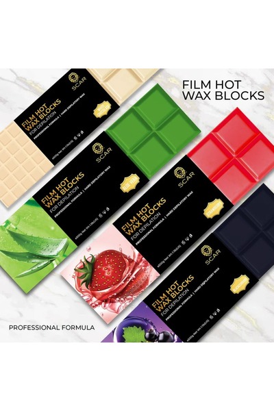 Scar Professional Scar Film Hot Wax Blocks 500g White Chocolate | Salon Spa Professional Formula | Hard Wax Blocks