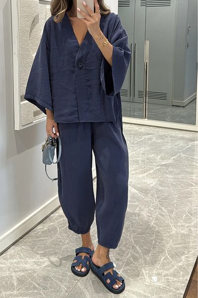 Suzi Button Detail Shirt and Shalwar Pants Set 51189