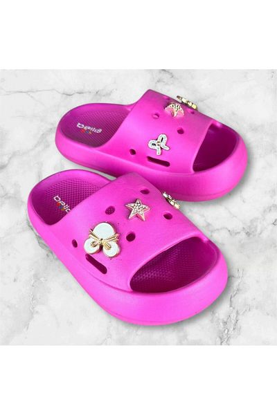 AkınalBella Female Child Pink Stone Ultrasoft Sole Beach Pool Daily Slippers