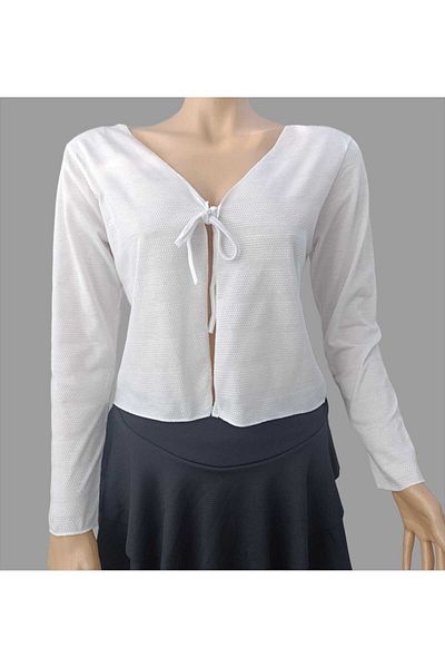morche Women's Bohemian Style Summer Thin White Tie Detail Blouse