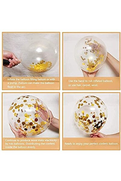 zola Σετ 10 μπαλονιών κομφετί, χρυσά και διαφανή, διαμέτρου 33 εκ.