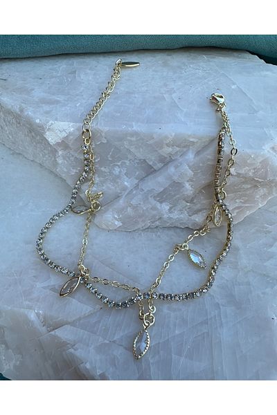 NFS BUTİK Waterway Drop Stone 316L Steel Ysx Anklet