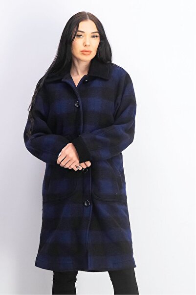 Diesel معطف ترنش دانا نسائي منقوش، أزرق داكن وأسود