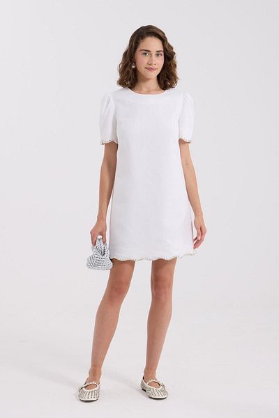 NOK İSTANBUL Shine Bright 100% Linen Dress White