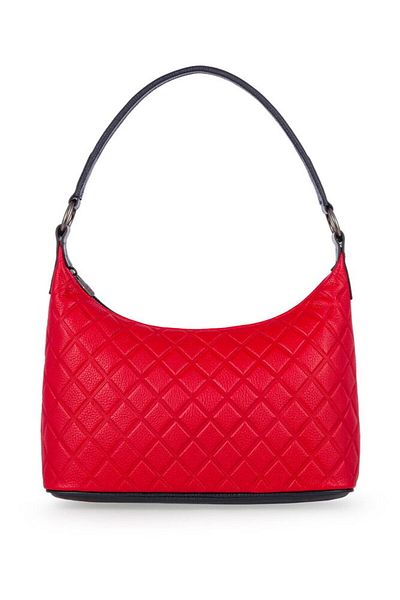 Bilik Deri Quilted Navy Blue-Red Women's Shoulder Bag Blm 8107