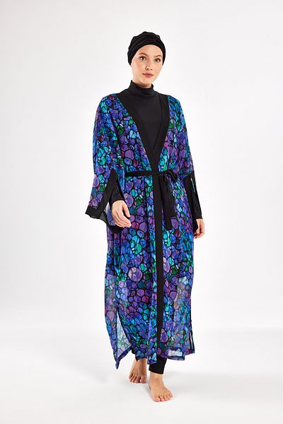Adasea Single Pareo Kimono on Uv Protection Swimsuit 1711 Purple