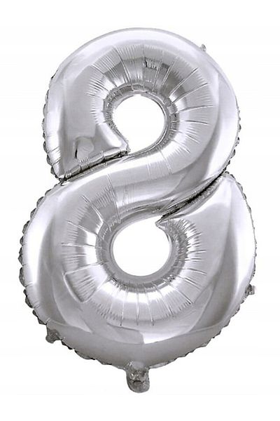 zola Foil balloon figure 8, Silver, 76 cm