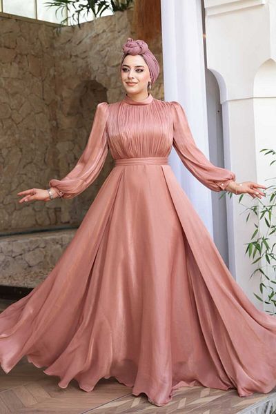 N.S NEVA STYLE Βραδινό φόρεμα Hijab με λεπτομέρεια Drape 51072PD