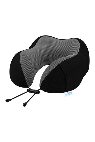 BETTER POSTURE Pro Memory Foam Travel Pillow, Black, 27 x 27 x 12 cm