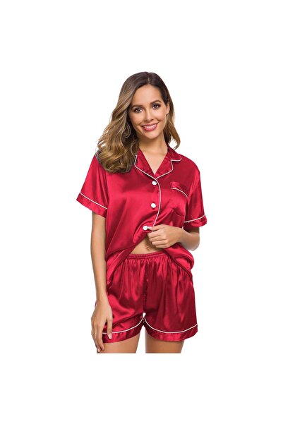 Caprisious Satin Silk Women's Pajama Set - 2-Piece Summer Sleepwear, Button-Down Top and Shorts