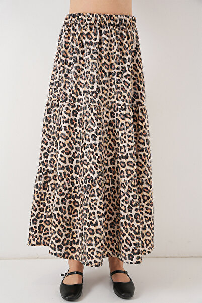 Bigdart Women's Patterned Long Skirt 8053 - C. Brown