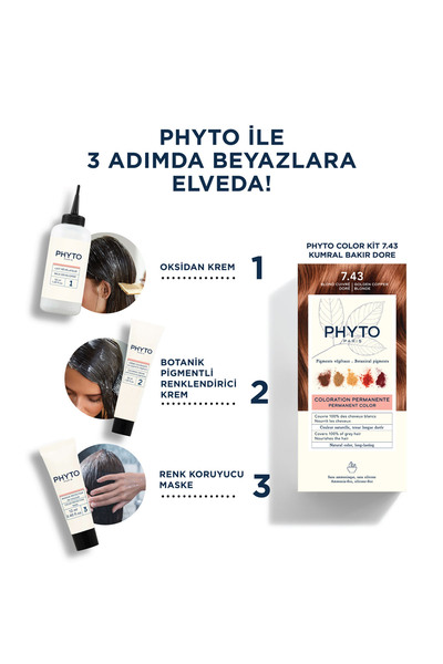 Phyto Phytocolor 7.43 Kumral Bakır Dore Amonyaksız Kalıcı Bitkisel Saç Boyası