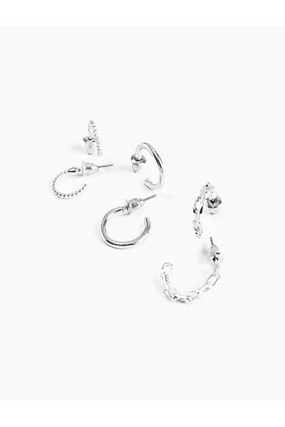 Koton Women's Hoop Earrings Set of 3 Textured