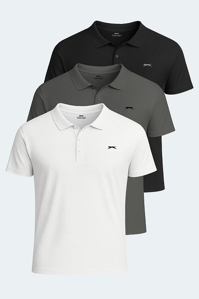 Slazenger SLOAN Σετ 3 ανδρικά μπλουζάκια Λευκό - Μαύρο - Σκούρο Γκρι