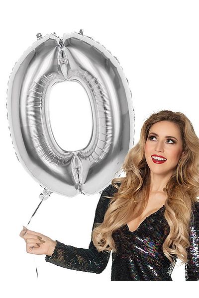zola Foil balloon figure 0, Silver, 76 cm