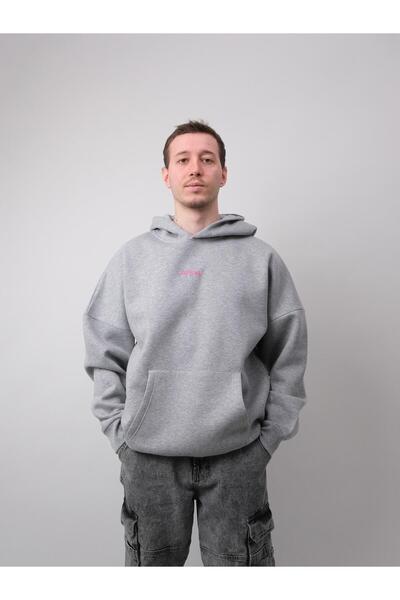 Jordanred Runner's High, Gri Melanj Oversize Kapüşonlu Sweatshirt