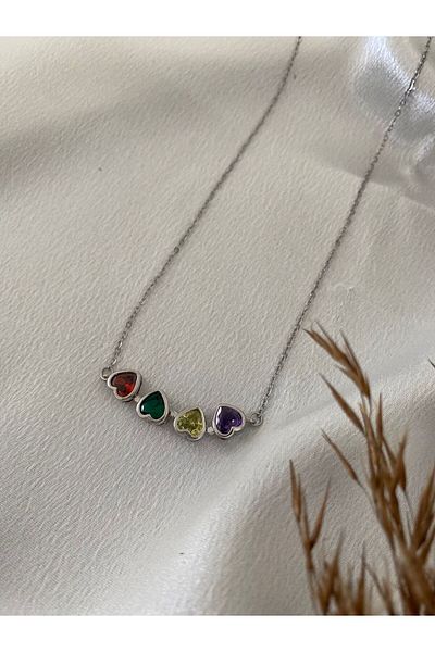 stainless steell Magnetic Clover Steel Necklace with Colored Stones