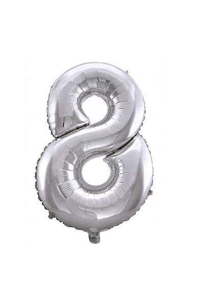 zola Foil balloon figure 8, Silver, 76 cm