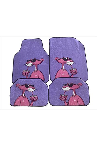 Universal PEMBE PANTER desenli kaliteli dekoratif araç paspas universal