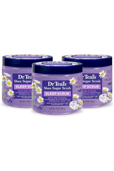 Dr Teals مقشر الجسم بزبدة الشيا والسكر من دكتور تيل، الميلاتونين مع الزيوت ال...
