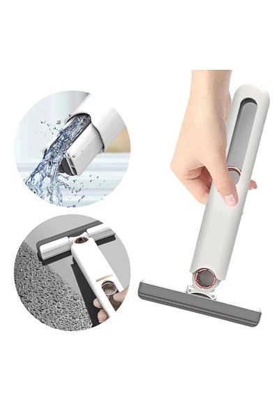Dexia Mini flat mop with squeegee – for cleaning windows, shelves and narrow surfaces