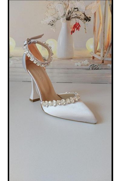 Modavien Women's 10 cm Stone Silver Bridal Shoes