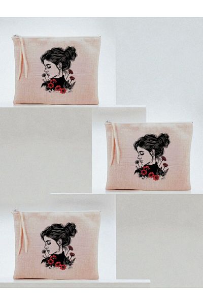 lili hediyelik Floral γυναικεία τσάντα μακιγιάζ 3 τεμαχίων 20x25 εκ. - Γυναικείο δώρο γενεθλίων Γυναικείο προϊόν δώρου