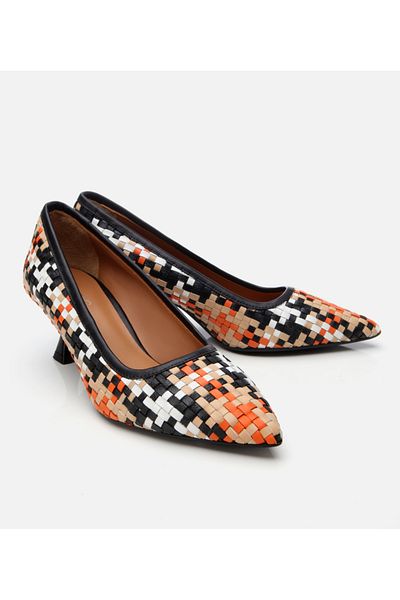 Hotiç Women's Leather Colored Knitted Detailed Stiletto