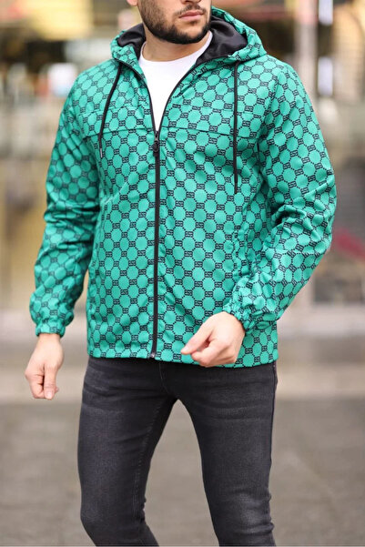 LUMİART    Unisex Hooded Lined Raincoat - Emerald