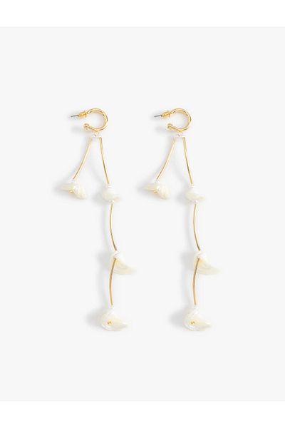 Koton Women's Dangle Hoop Earrings with Pearl Detail - Koton X Sibil Çetinkaya