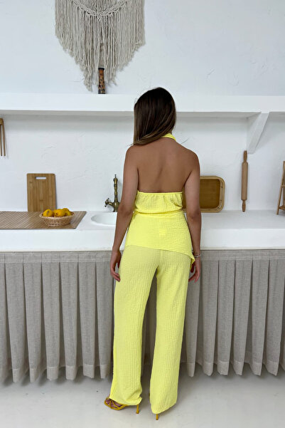 moda poni Bubble Fabric Degaje Collar Bottom-Top Set