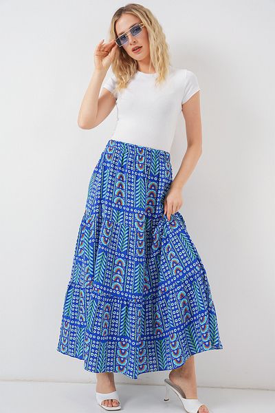 Bigdart Women's Patterned Long Skirt 8053 - Saks