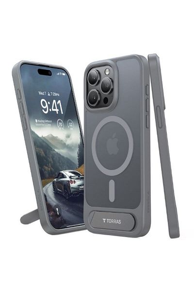 TORRAS UPRO Pstand Series Case For iPhone 15 Pro Max Titanium Grey |X00RP109K011