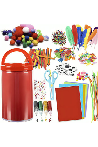 ideal STORE Set de Creatie idealSTORE pentru Copii, Include Felicitari, Betisoare din Lemn, Lipici cu Sclipici,