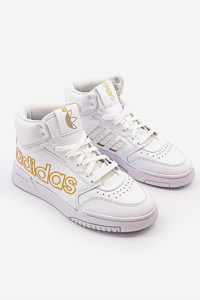 adidas Kids Boy Drop Step Lace Up Shoes, White Combo