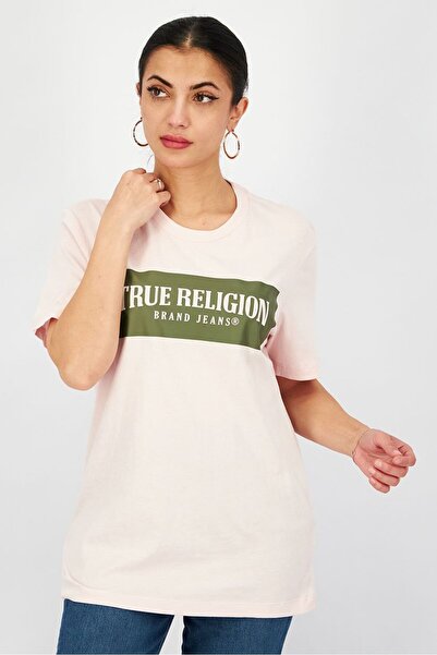 True Religion Women Crew Neck Short Sleeve Graphic Shirt, Pink