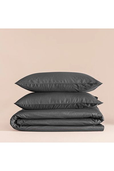 Penelope 100% Cotton Percale Duvet Cover Set 240X220 cm Anthracite - Pure Series