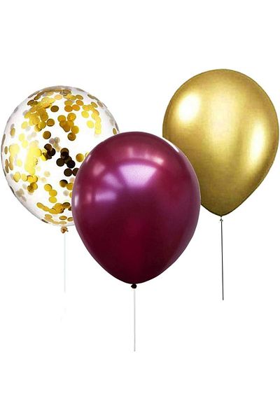 zola Set 103 baloane metalizate, aurii/roz/albe cu confetti, diametru 27 cm, latex, aer/heliu