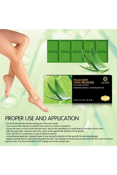 Scar Professional Scar Film Hot Wax Blocks 500g Aloe Vera | Salon Spa Professional Use | Hard Wax Blocks