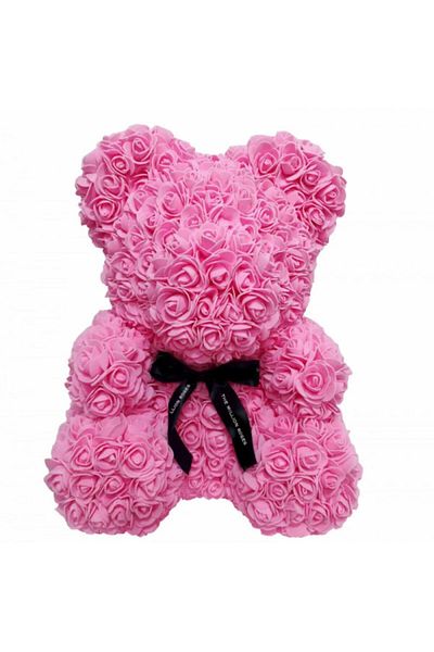 OEM Ursuleț cu trandafiri roz, decorat manual, înălțime 25 cm