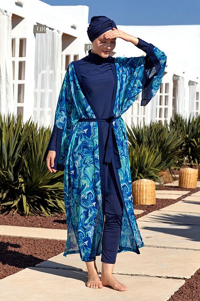 Adasea Kimono Pareo unic pe costum de baie cu protecție UV 1714 Albastru