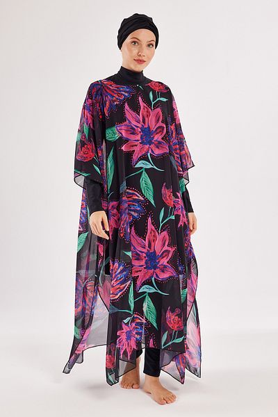 Adasea Single Pareo Kaftan on Swimsuit 1706 Black