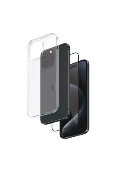 Smart واقي شاشة زجاجي مقوى من سمارتيكس + جراب لهاتف iPhone 15 Pro