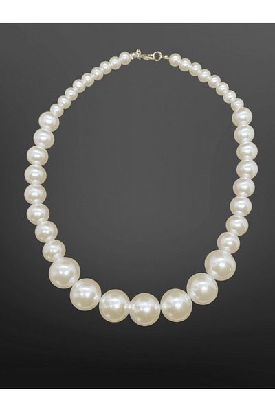 FM Stylish and Shiny White Pearl Model Bijoux Necklace |   Classic Elegance, Modern Touch